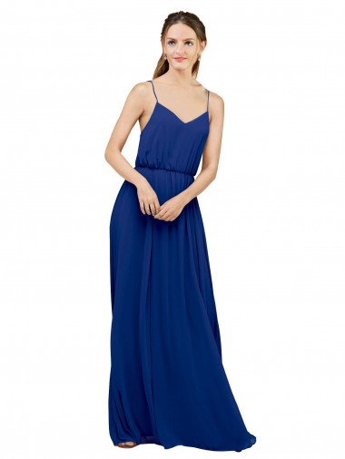 Chiffon Spaghetti Straps Sleeveless Long Bridesmaid Dress / Evening Dress Kent
