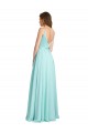 Soft Chiffon & Satin V-Neck Sleeveless V-Back Long Bridesmaid Dress Kent