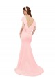 Soft Chiffon V-Neck Flutter Sleeves V-Back Pink Long Bridesmaid Dress Kent