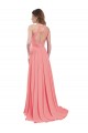 Chiffon Halter Neck Sleeveless Open Back Watermelon Long Bridesmaid Dress / Evening Dress Kent