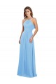 Chiffon Halter Neck Sleeveless Keyhole Back Periwinkle Long Bridesmaid Dress / Evening Dress Kent