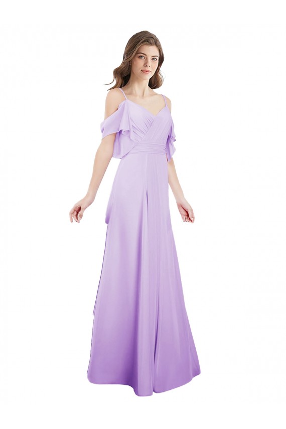 Soft Chiffon Off the Shoulder Cold Shoulder Long Formal Dress / Bridesmaid Dress Kent