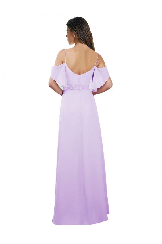 Soft Chiffon Off the Shoulder Cold Shoulder Long Formal Dress / Bridesmaid Dress Kent