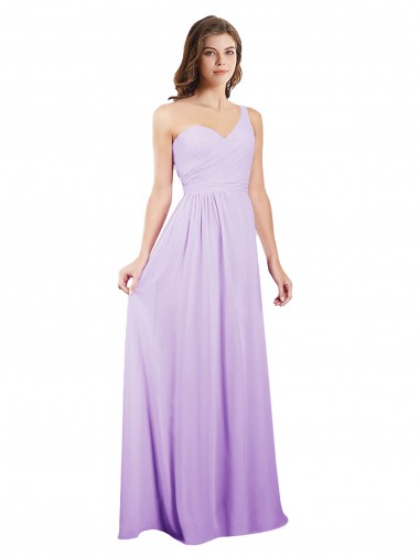 Chiffon One Shoulder Sleeveless Long Bridesmaid Dress / Evening Dress Kent