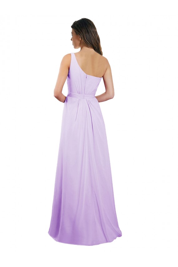 Chiffon One Shoulder Sleeveless Long Bridesmaid Dress / Evening Dress Kent