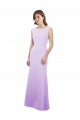 Soft Chiffon Round Neck Cap Sleeves Open Back Long Bridesmaid Dress Kent