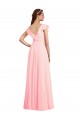 Chiffon V-Neck Cap Sleeves V-Back Long Bridesmaid Dress / Evening Gowns Kent
