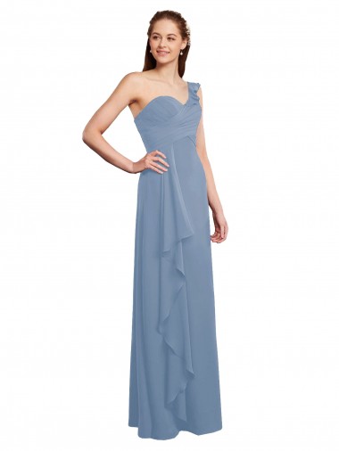 Chiffon One Shoulder Sleeveless Long Formal Dress / Bridesmaid Dress Kent