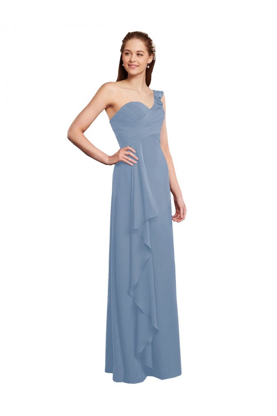 Chiffon One Shoulder Sleeveless Long Formal Dress / Bridesmaid Dress Kent