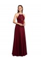 Chiffon Spaghetti Straps Sleeveless Open Back Long Bridesmaid Evening Dress Kent