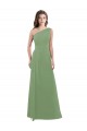 Soft Chiffon One Shoulder Sleeveless Seagrass Long Bridesmaid Dress Kent