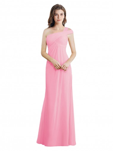 Chiffon One Shoulder Sleeveless Long Bridesmaid Dress Kent