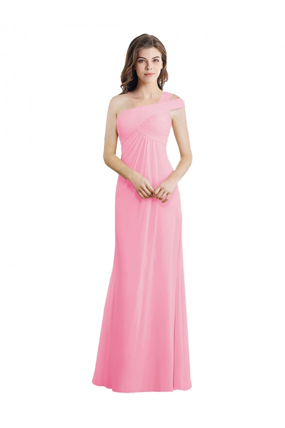 Chiffon One Shoulder Sleeveless Long Bridesmaid Dress Kent