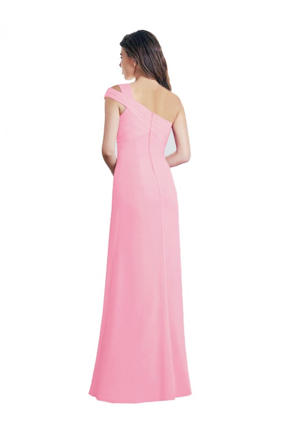 Chiffon One Shoulder Sleeveless Long Bridesmaid Dress Kent