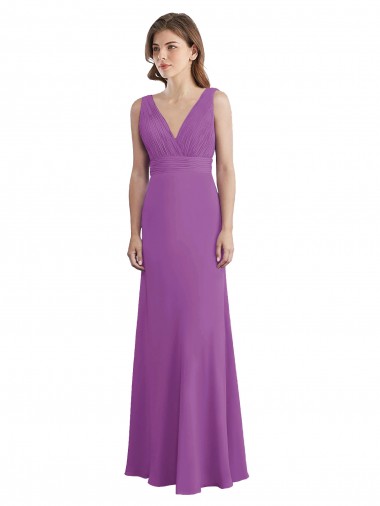Soft Chiffon V-Neck Sleeveless Low Back Dahlia Long Bridesmaid Dress Kent