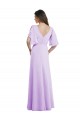 Soft Chiffon V-Neck Split Sleeves V-Back Long Bridesmaid Dress Kent