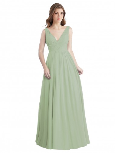 Soft Chiffon V-Neck Sleeveless V-Back Long Formal Dress / Bridesmaid Dress Kent