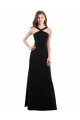 Soft Chiffon Halter Neck Sleeveless Open Back Black Long Bridesmaid Dress Kent