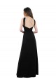 Soft Chiffon Halter Neck Sleeveless Open Back Black Long Bridesmaid Dress Kent