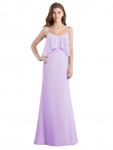 Chiffon Spaghetti Straps Sleeveless Low Back Long Bridesmaid Dress / Evening Dress Kent