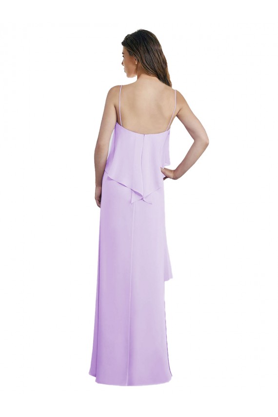 Chiffon Spaghetti Straps Sleeveless Low Back Long Bridesmaid Dress / Evening Dress Kent