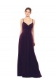 Soft Chiffon Spaghetti Straps Sleeveless Open Back Grape Long Formal Dress / Bridesmaid Dress Kent
