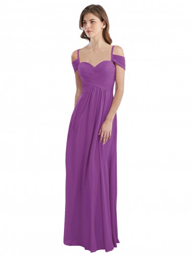 Soft Chiffon Sweetheart Cold Shoulder Long Bridesmaid Dress Kent