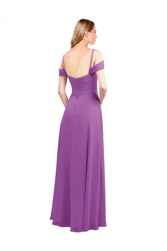 Soft Chiffon Sweetheart Cold Shoulder Long Bridesmaid Dress Kent