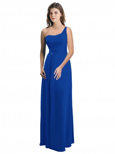 Soft Chiffon One Shoulder Sleeveless Low Back Long Bridesmaid Dress Kent
