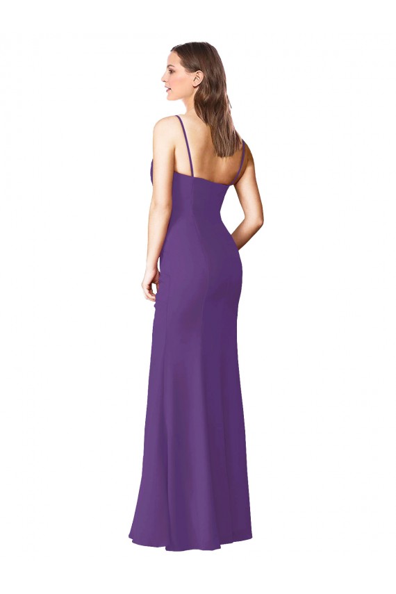 Soft Chiffon Sweetheart Sleeveless Low Back Plum Purple Long Bridesmaid Dress Kent