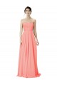 Soft Chiffon Strapless Sleeveless Peach Long Bridesmaid Dress Kent