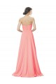 Soft Chiffon Strapless Sleeveless Peach Long Bridesmaid Dress Kent