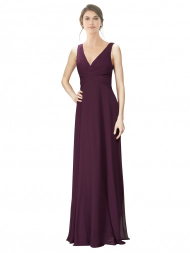 Soft Chiffon & Lace V-Neck Sleeveless Long Bridesmaid Gown Kent