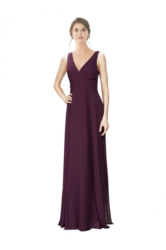 Soft Chiffon & Lace V-Neck Sleeveless Long Bridesmaid Gown Kent
