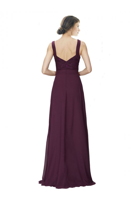 Soft Chiffon & Lace V-Neck Sleeveless Long Bridesmaid Gown Kent