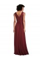 Soft Chiffon V-Neck Sleeveless V-Back Burgundy Long Bridesmaid Dress Kent