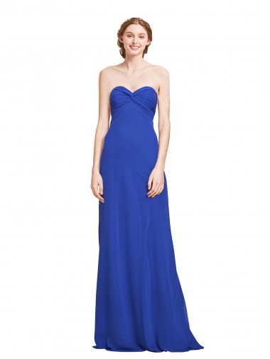 Soft Chiffon Sweetheart Sleeveless Long Bridesmaid Gown Kent