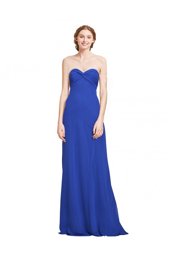 Soft Chiffon Sweetheart Sleeveless Long Bridesmaid Gown Kent
