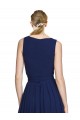 Chiffon V-Neck Sleeveless Dark Navy Long Wedding Party Dress Kent