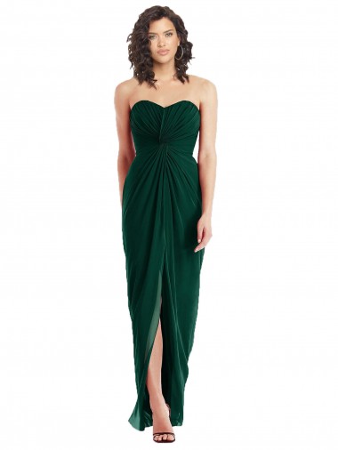 Soft Chiffon Sweetheart Sleeveless Low Back Ever Green Long Bridesmaid Dress Kent