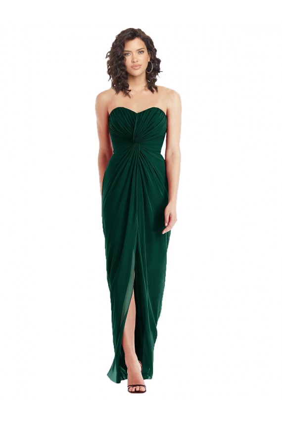 Soft Chiffon Sweetheart Sleeveless Low Back Ever Green Long Bridesmaid Dress Kent
