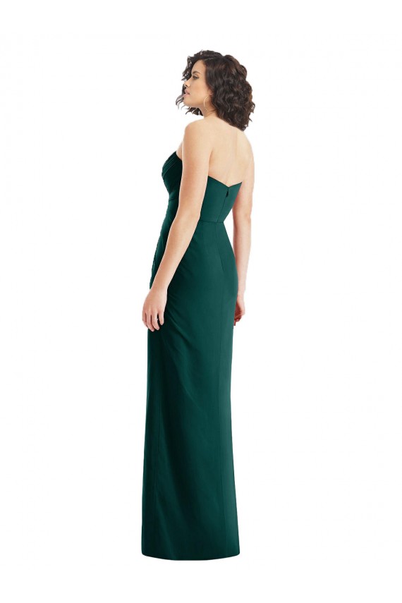 Soft Chiffon Sweetheart Sleeveless Low Back Ever Green Long Bridesmaid Dress Kent