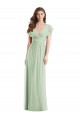 Soft Chiffon V-Neck Flutter Sleeves Open Back Long Bridesmaid Dress Kent