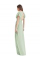 Soft Chiffon V-Neck Flutter Sleeves Open Back Long Bridesmaid Dress Kent