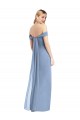 Soft Chiffon Off the Shoulder Sleeveless Low Back Dusty Blue Long Semi Formal Evening Dress / Bridesmaid Dress Kent