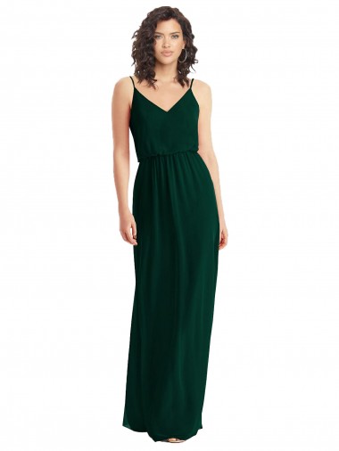 Soft Chiffon V-Neck Sleeveless Low Back Long Semi Formal Evening Dress / Bridesmaid Dress Kent