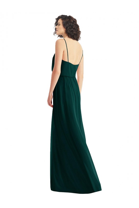 Soft Chiffon V-Neck Sleeveless Low Back Long Semi Formal Evening Dress / Bridesmaid Dress Kent