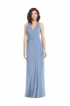 Soft Chiffon Halter Neck Sleeveless Open Back Dusty Blue Long Formal Evening Gown / Bridesmaid Dress Kent