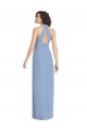 Soft Chiffon Halter Neck Sleeveless Open Back Dusty Blue Long Formal Evening Gown / Bridesmaid Dress Kent