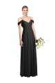 Soft Chiffon Spaghetti Straps Cold Shoulder Black Long Semi Formal Evening Dress / Bridesmaid Dress Kent